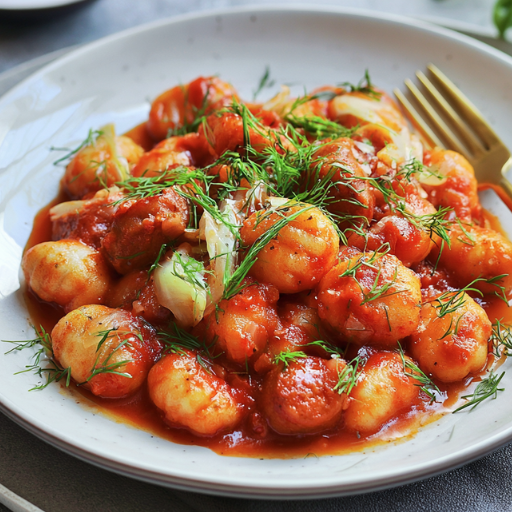 Gnocchis à la Sauce Tomate, aux Saucisses et au Fenouil