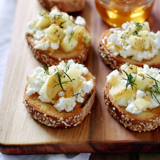 Toasts de chèvre, miel et pomme